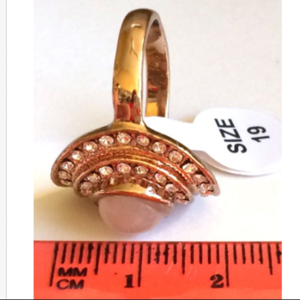 SOLD! Rose Gold Art Deco Cocktail Ring Pink Size 9 - Picture 8 of 8